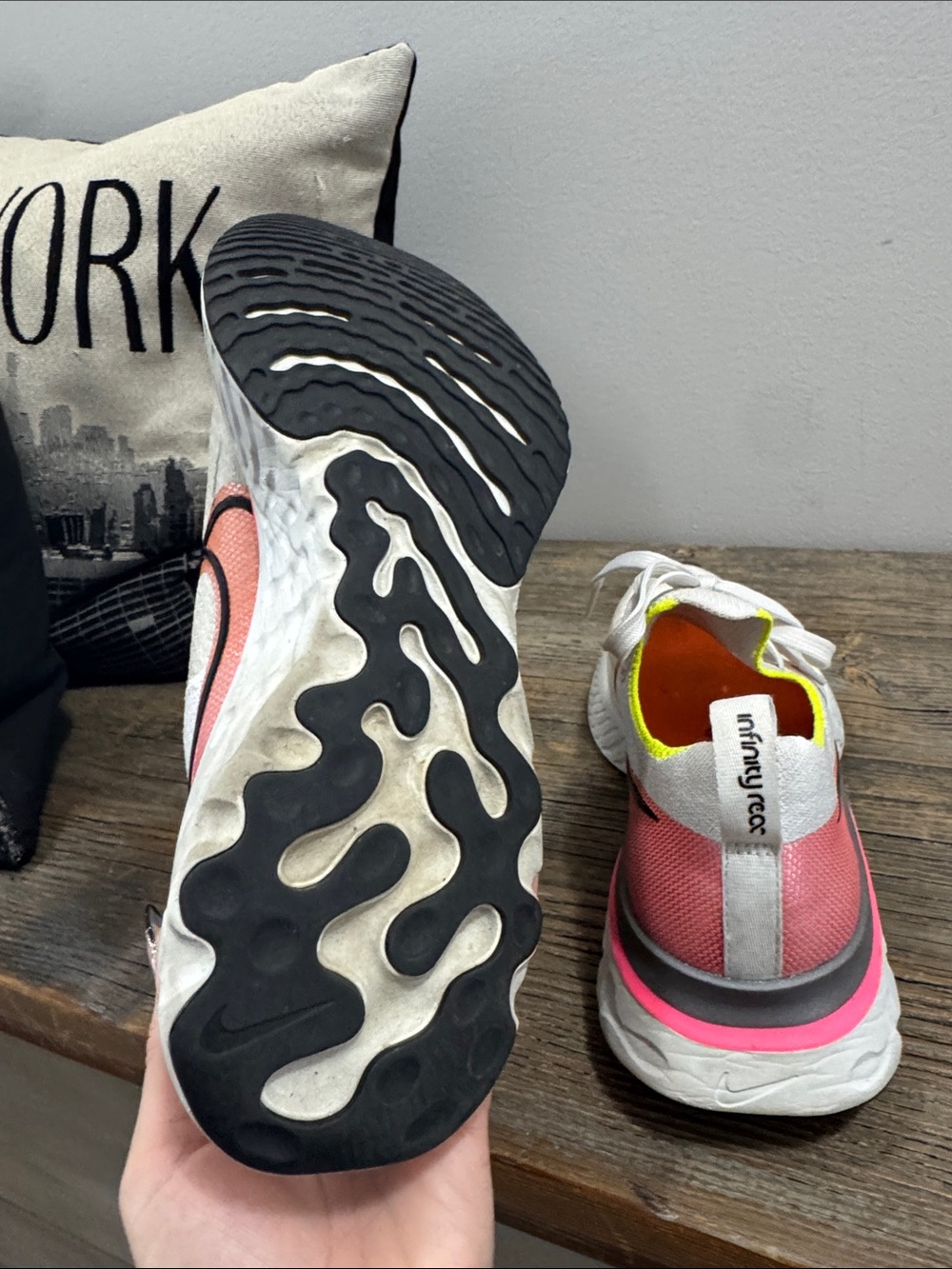 Nike Women’s react Running Shoes — White with Pink accent - size 8.5 (fit 8) - Picture 6 of 11